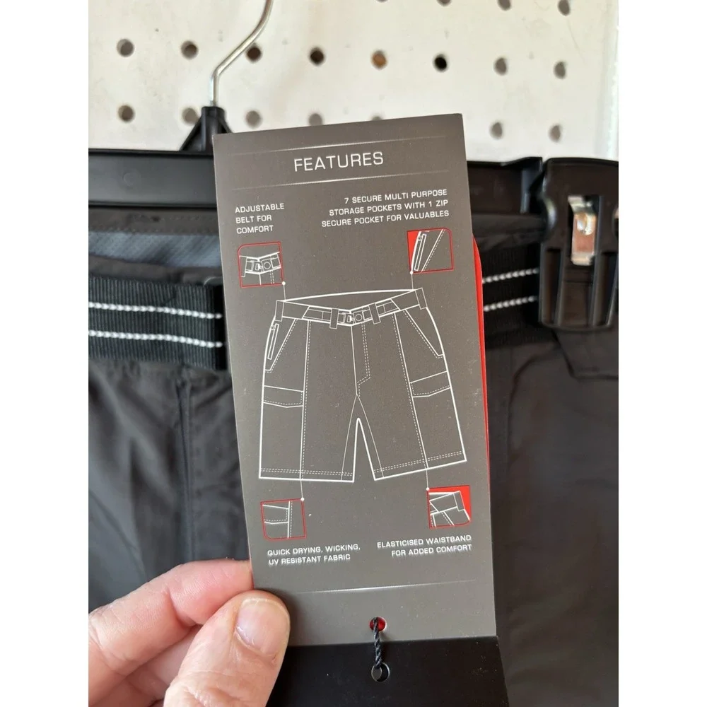 First Ascent Trekwear Men's LG Delta Cargo‎ Shorts Gray Belted Active NWT Nylon